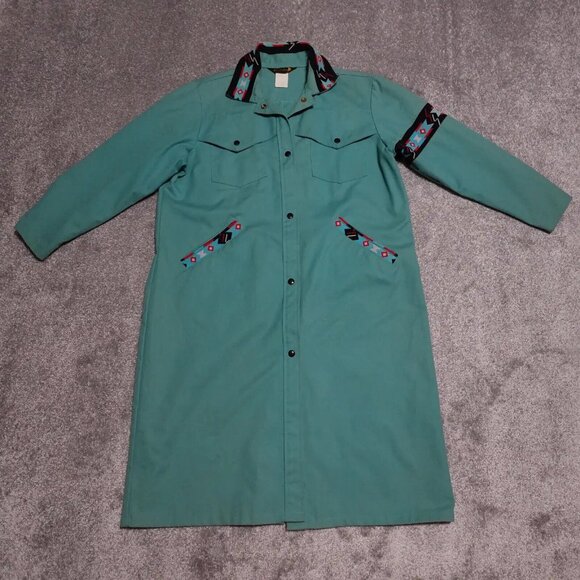 David James Riding Rodeo Duster Long Trench Coat Adult Large Aztec Vintage